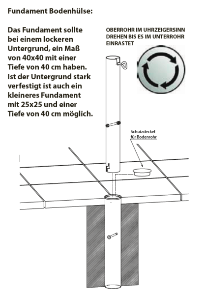 Bodenhülse für Großschirme bis Mast Ø 60 mm